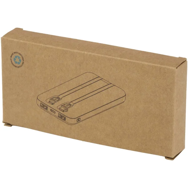 Immagine Power bank da 10.000 mAh e 10 W in plastica riciclata con 2 cavi integrati Adhil