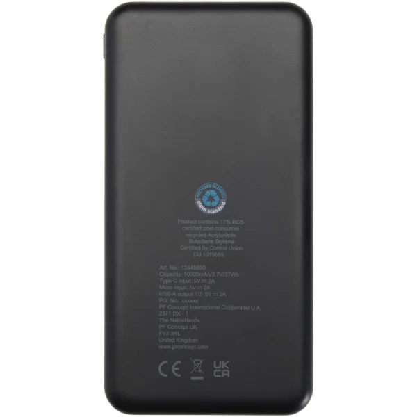 Immagine Power bank da 10.000 mAh e 10 W in plastica riciclata Intan