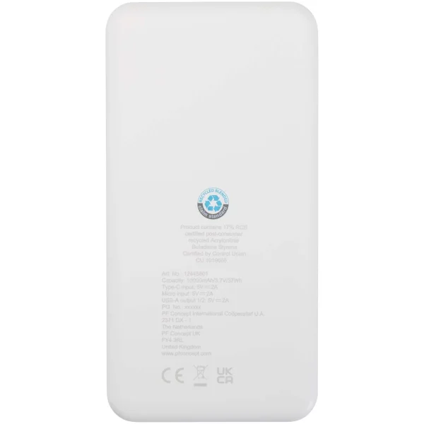 Immagine Power bank da 10.000 mAh e 10 W in plastica riciclata Intan