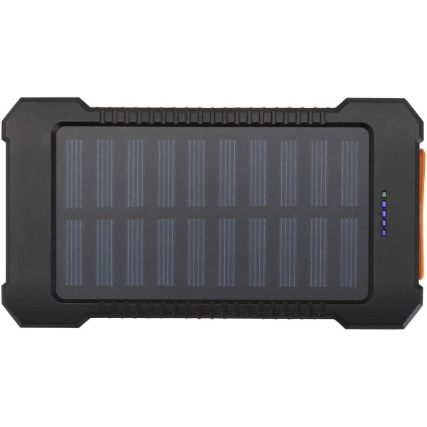 Immagine Robusto power bank a energia solare da 5.000 mAh e 10 W in plastica riciclata con torcia incorporata Altair