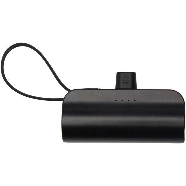 Immagine Power bank Tipo-C da 5.000 mAh e 10 W in plastica riciclata con supporto ribaltabile integrato e cavo 2 in 1 Alnair
