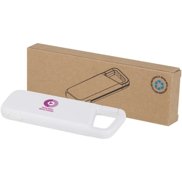 Immagine Power bank impermeabile in plastica riciclata da 5.000 mAh e 12 W con moschettone Alkes