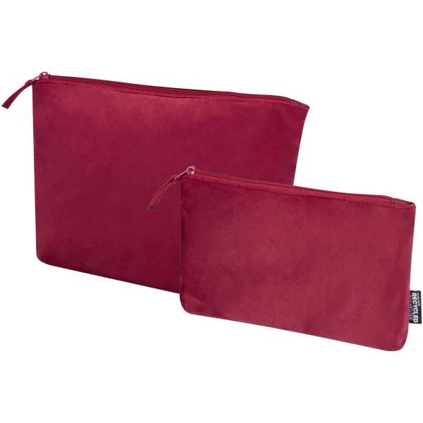 Set di beauty case in velluto riciclato certificato GRS Swift