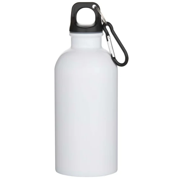 Immagine Borraccia da 400 ml in acciaio inossidabile certificato RCS a parete singola adatta per stampa a sublimazione con moschettone