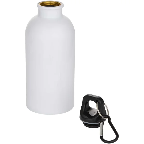 Immagine Borraccia da 400 ml in acciaio inossidabile certificato RCS a parete singola adatta per stampa a sublimazione con moschettone