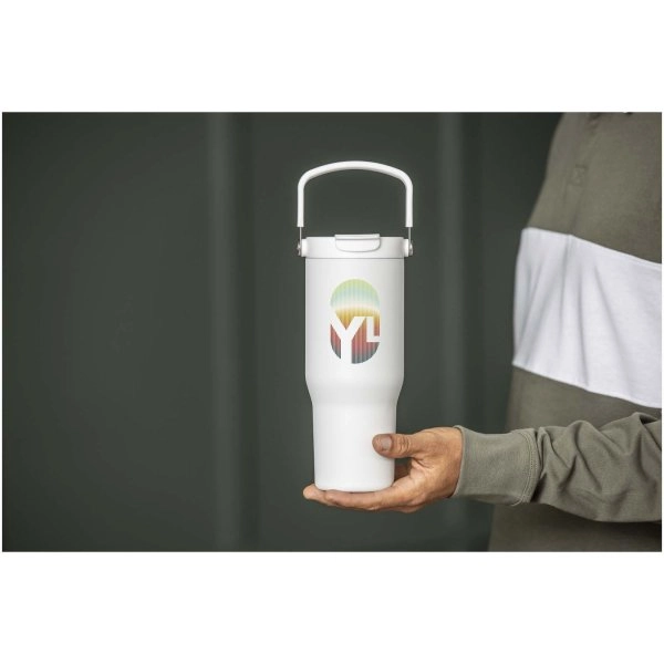 Immagine Bicchiere termico da 900 ml in acciaio inossidabile riciclato certificato RCS con sottovuoto in rame e coperchio a doppia fun
