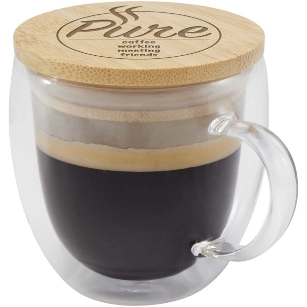 Immagine Tazza in vetro da 250 ml con coperchio in bambù Lenora
