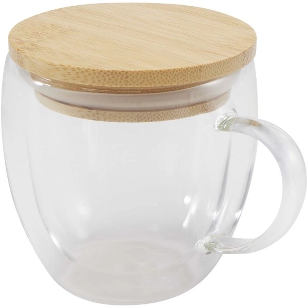 Immagine Tazza in vetro da 250 ml con coperchio in bambù Lenora