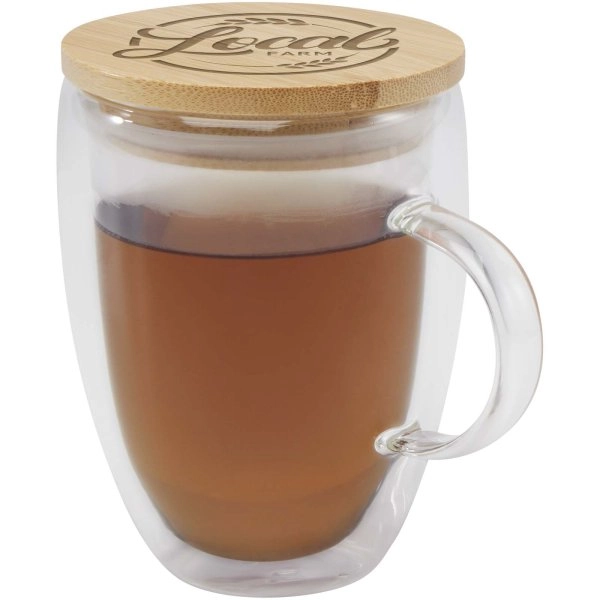 Immagine Tazza in vetro da 350 ml con coperchio in bambù Leona