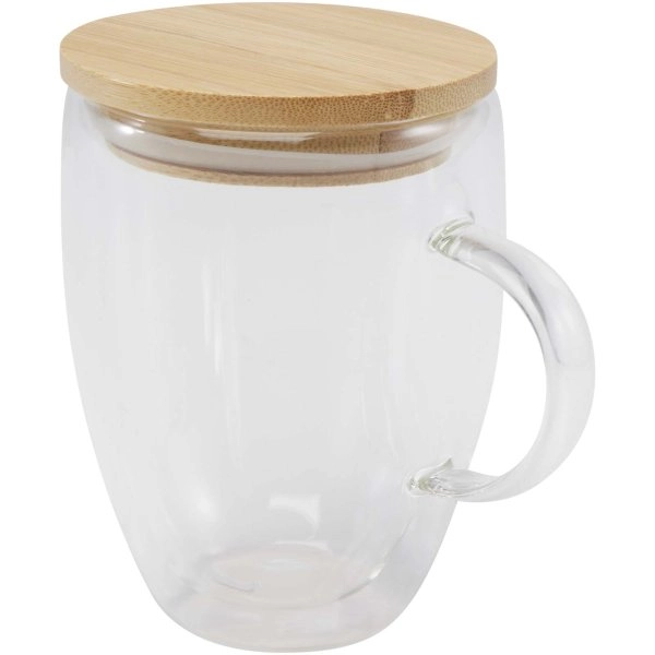 Immagine Tazza in vetro da 350 ml con coperchio in bambù Leona