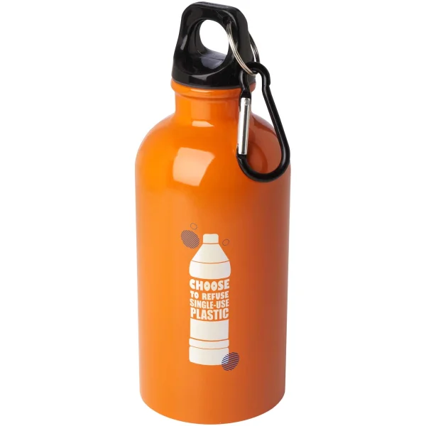 Immagine Borraccia da 400 ml in acciaio inossidabile certificato RCS a parete singola con moschettone Oregon