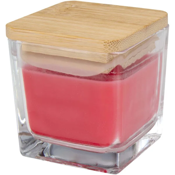 Immagine Candela quadrata in vetro con coperchio in bambù Ambra