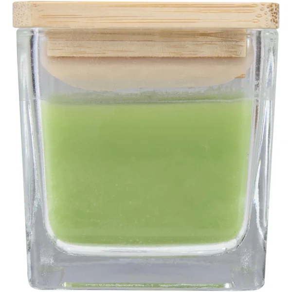 Immagine Candela quadrata in vetro con coperchio in bambù Ambra