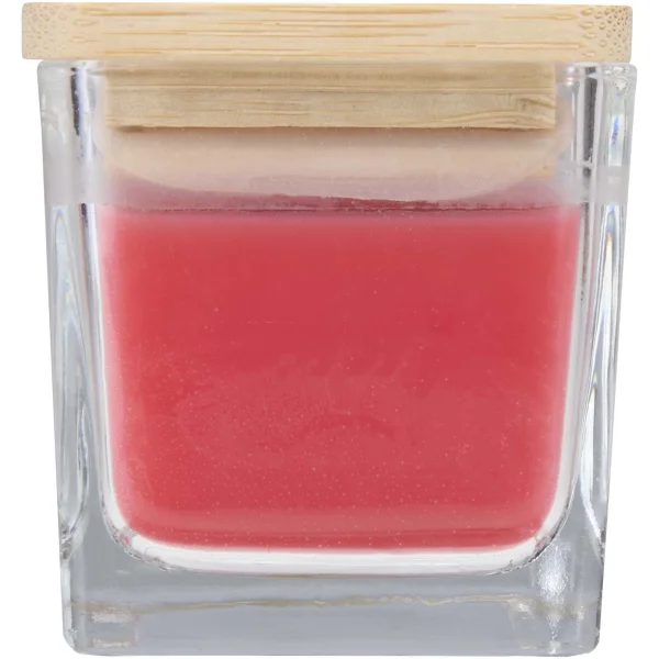Immagine Candela quadrata in vetro con coperchio in bambù Ambra