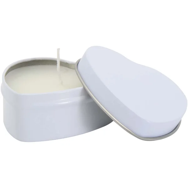 Candela in scatola di latta a forma di cuore all'aroma di vaniglia Blissful